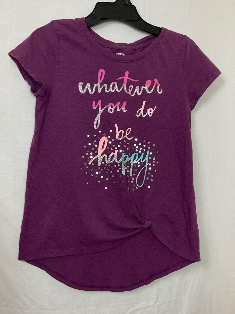 SO "What Ever You do Be Happy" Hi-LowShirt with Glitter and Sequins Kids Sz 10